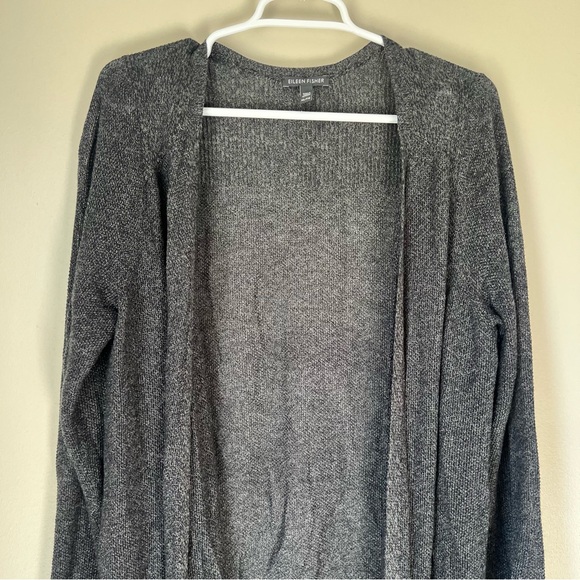 Eileen Fisher Women’s Dark Gray Open Front Long Cardigan Size XL - Picture 2 of 6
